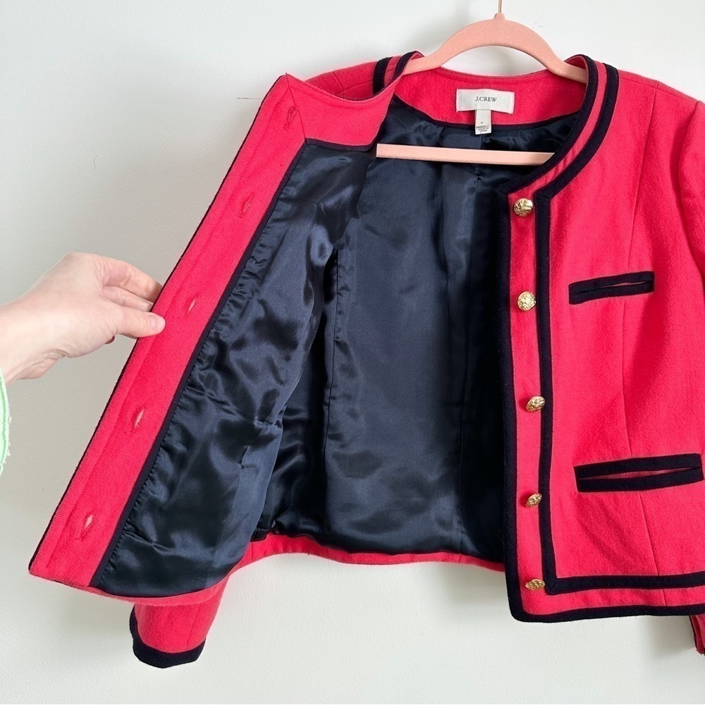 J. Crew Pink Navy Classic Brass Button Cropped Blazer sz 8 - Picture 11 of 15